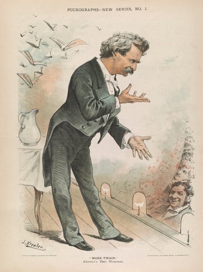 Mark Twain, USAs beste humorist, ca. 1885 (litho) av Joseph Keppler