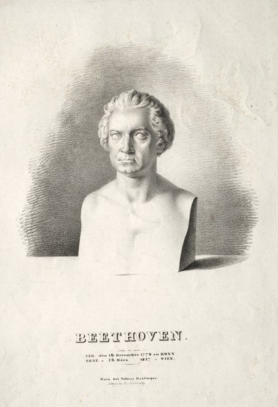 Byste av Ludwig van Beethoven. av Joseph Kriehuber