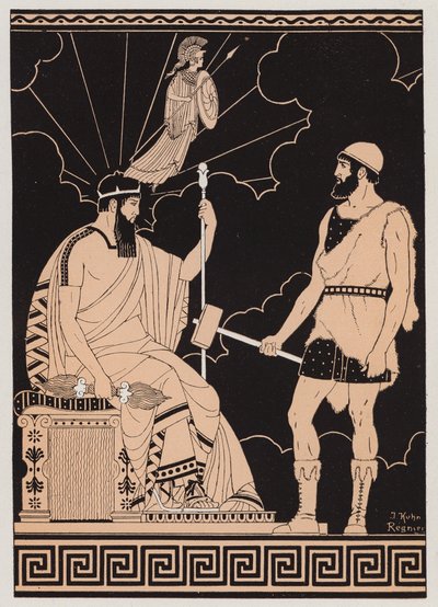 Athenas fødsel (fargelitografi) av Joseph Kuhn-Regnier