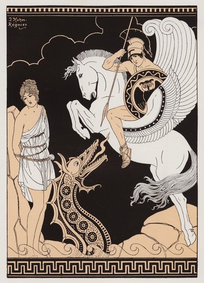Perseus og Andromeda (fargelitografi) av Joseph Kuhn-Regnier