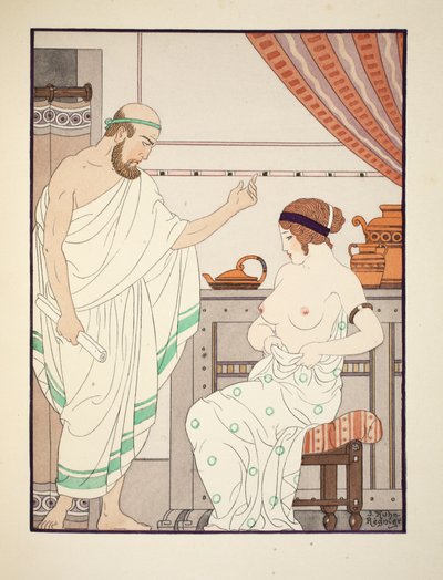 Fysisk undersøkelse, illustrasjon fra 'The Works of Hippocrates', 1934 av Joseph Kuhn-Regnier