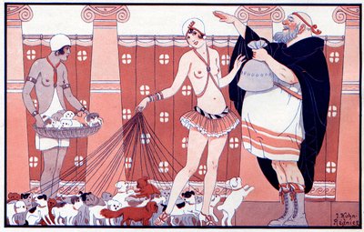 Three Prix Féminins - Pris av lille gammel bestemor fra en stor familie - illustrasjon fra la Vie Parisienne 1919 av Joseph Kuhn-Regnier