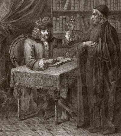 «Voltaire og munken - VOLTIER, Francois-Marie Arouet - med et presteskap. Voltaire og en prest (religion) - Gravering av Joseph Lante - 1764 av Joseph Lante