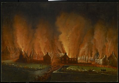 Brannen i Saint-Jean-kvarteret, sett vestover, 1848 av Joseph Légaré