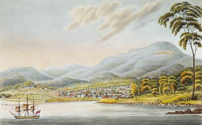 Utsikt over Hobart Town, 1824 av Joseph Lycett