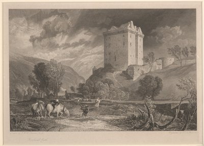 Borthwick Castle (Provincial Antiquities and Picturesque Scenery of Scotland), gravert av Henry Le Keux (1775-1851) av Joseph Mallord William (after) Turner
