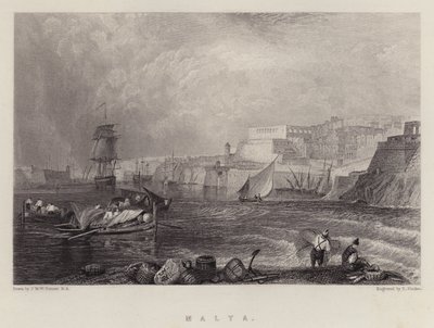 Malta (farge litho) av Joseph Mallord William (after) Turner