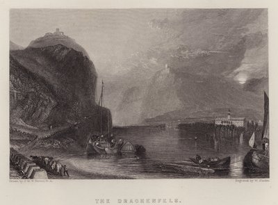 Drachenfels (farge litho) av Joseph Mallord William (after) Turner