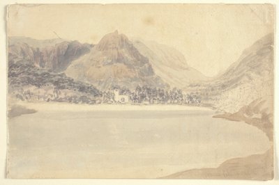 Grassmere Lake and Church (akvarell over blyant på papir) av Joseph Mallord William (attr.to) Turner