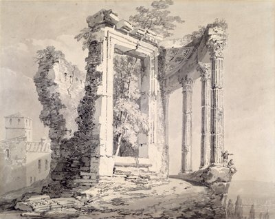 Sibyllens tempel, Tivoli (blyant og akvarell på papir) av Joseph Mallord William (attr.to) Turner