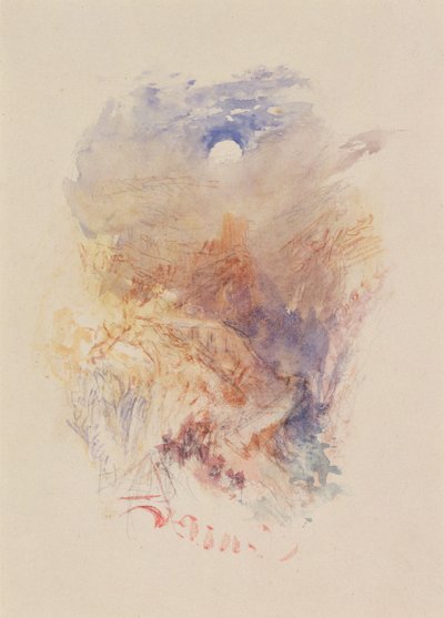 A Mountain Pass in Moonlight, ca. 1845 (akvarell på papir) av Joseph Mallord William Turner