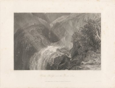 Kjedebro over elven Tees, 1838 (etsing og gravering) av Joseph Mallord William Turner