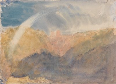 Crichton Castle med en regnbue; fargestudie av Joseph Mallord William Turner
