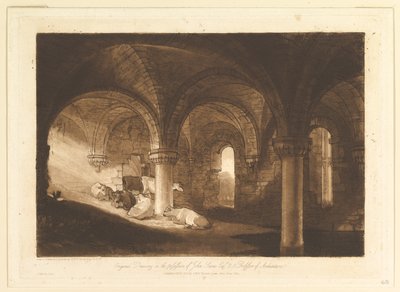 Krypten av Kirkstall Abbey Liber Studiorum, del VIII, plate 39, 11. februar 1812. av Joseph Mallord William Turner