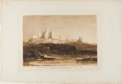 Dunstanborough Castle, plate 14 fra Liber Studiorum av Joseph Mallord William Turner