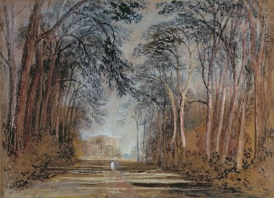 Farnley Avenue, Farnley Hall, Yorkshire (blyant, kritt, akvarell, gouache og vann) av Joseph Mallord William Turner