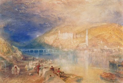 Heidelberg: Solnedgang, ca. 1840-42 (akvarell og kroppsfarge på papir) av Joseph Mallord William Turner
