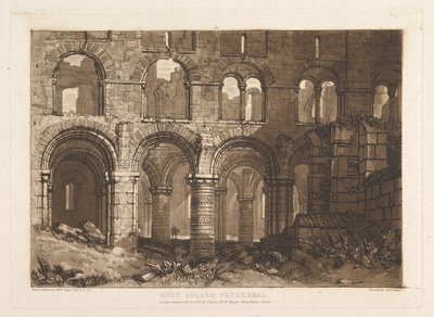 Holy Island Cathedral Liber Studiorum, del III, plate 11, 20. februar 1808. av Joseph Mallord William Turner
