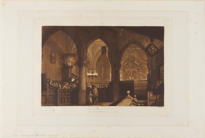 Interiør i en kirke, plate 70 fra Liber Studiorum av Joseph Mallord William Turner