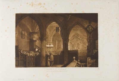 Interiør i en kirke, plate 70 fra Liber Studiorum av Joseph Mallord William Turner