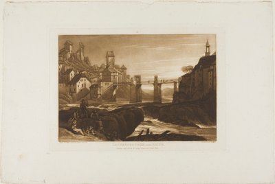 Lauffenbourgh ved Rhinen, plate 31 fra Liber Studiorum av Joseph Mallord William Turner