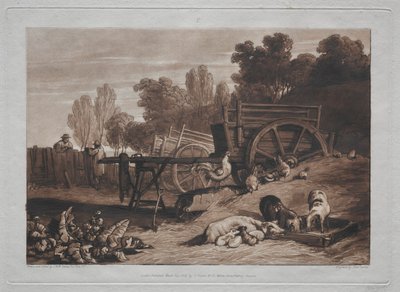 Liber Studiorum: Gårdsgården med hanen. av Joseph Mallord William Turner