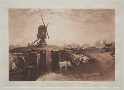 Liber Studiorum: Vindmølle og lås. av Joseph Mallord William Turner