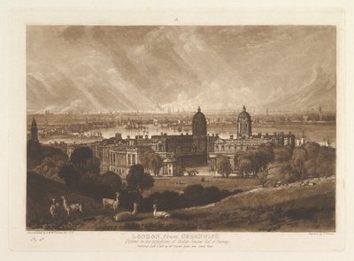 London fra Greenwich Liber Studiorum, del V, plate 26, 1. januar 1811. av Joseph Mallord William Turner