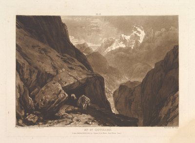 Mt. St. Gothard Liber Studiorum, del II, plate 9, 20. februar 1808. av Joseph Mallord William Turner