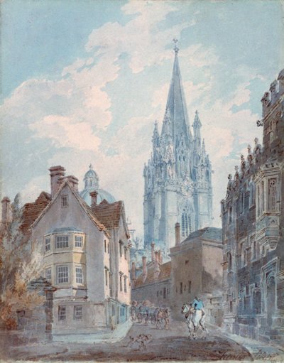 Oxford: St Marys fra Oriel Lane, 1792-1793 av Joseph Mallord William Turner