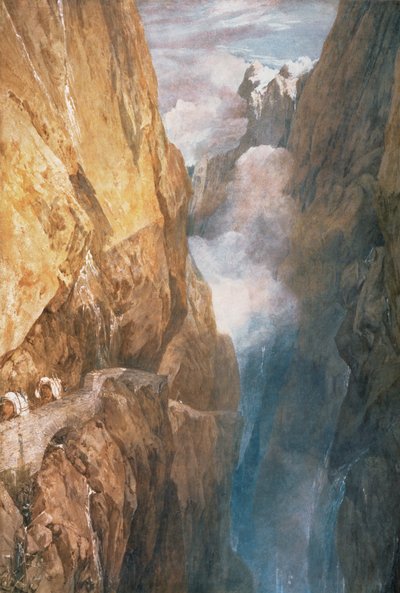 Passasje av Mount St. Gotthard fra Devils Bridge, 1804 (wc på papir) av Joseph Mallord William Turner