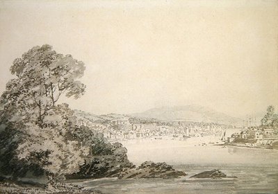 River Scene (penn, blekk og vask på papir) av Joseph Mallord William Turner