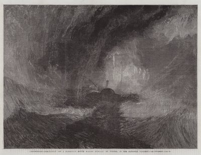 Snøstorm, dampbåt utenfor en havns munn som lager signaler, i Nasjonalgalleriet av Joseph Mallord William Turner