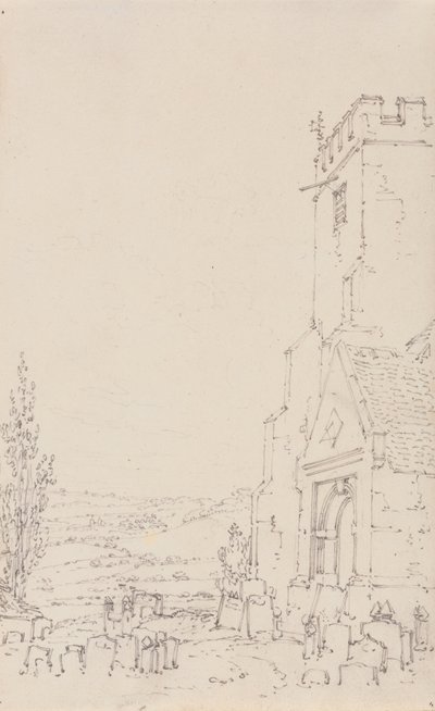 South Porch and Tower of an Unidentified Church, ca. 1790-95 (blyant på lagt papir) av Joseph Mallord William Turner