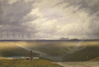 Stonehenge - En regnfull dag (akvarell på papir) av Joseph Mallord William Turner