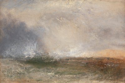 Stormfullt hav som bryter på en strand av Joseph Mallord William Turner