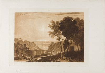 Broen og geitene, plate 43 fra LIber Studiorum av Joseph Mallord William Turner