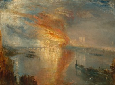 The Burning of the Houses of Lords and Commons, 16. oktober 1834, 1835. av Joseph Mallord William Turner