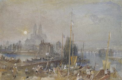 Canal of the Loire og Cher, nær Tours, ca. 1830 (akvarell med kroppsfarge og penn og brunt blekk) av Joseph Mallord William Turner