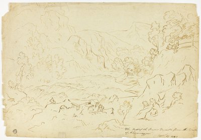 The Fall of the River Tumble (recto); Utsikt over Fastraly (verso) av Joseph Mallord William Turner