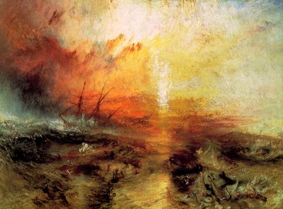Slaveskipsslaverne som kaster de døde og døende over bord, Typhon Coming On, 1840. av Joseph Mallord William Turner