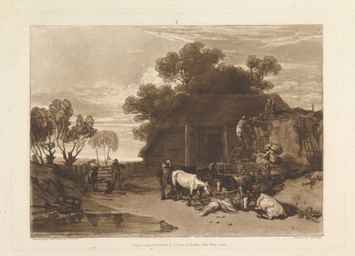 The Straw Yard Liber Studiorum, del II, plate 7, 20. februar 1808. av Joseph Mallord William Turner