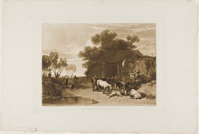 The Straw Yard, plate 7 fra Liber Studiorum av Joseph Mallord William Turner