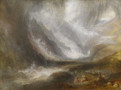 Valley of Aosta: Snøstorm, snøskred og tordenvær, 1836-37 av Joseph Mallord William Turner