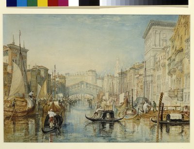 Venezia, Rialto (akvarell over blyant på hvitt papir) av Joseph Mallord William Turner