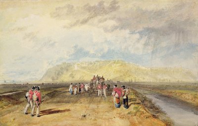 Winchelsea, Sussex, fra Rye Road (akvarell og kroppsfarge på papir) av Joseph Mallord William Turner