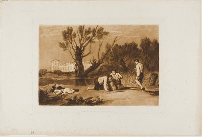 Young Anglers, plate 32 fra Liber Studiorum av Joseph Mallord William Turner
