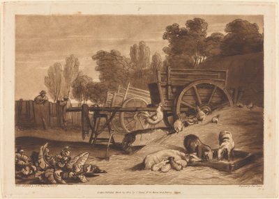 Gårdsgården med hanen av Joseph Mallord William Turner and Charles Turner