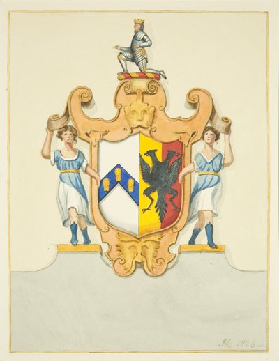 Arms of Bishop Newton på monumentet hans i Bristol Cathedral (akvarell på papir) av Joseph Manning