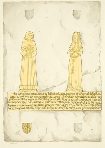 Messing av John Brooke og hans kone i St Mary Redcliffe (akvarell på papir) av Joseph Manning